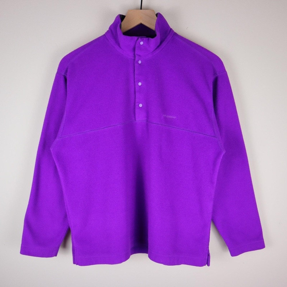 Vintage 90s Patagonia Snap-T Pullover Fleece‎ Sweater Purple Women's XS 21x24.5